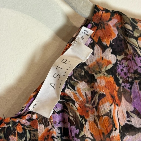 ASTR the Label Mirella Dress Orange Purple Floral Size Medium - Picture 8 of 10